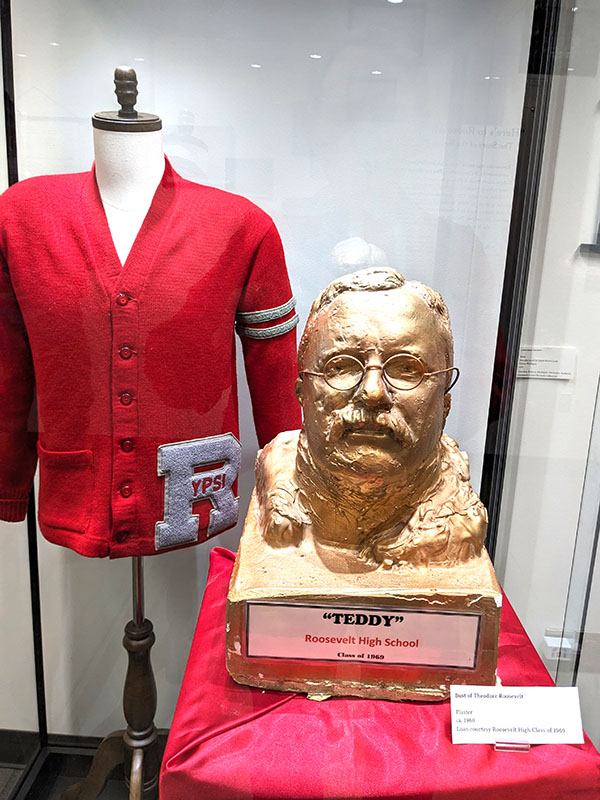 Photo of a replica of the original Teddy Roosevelt bust from RHS