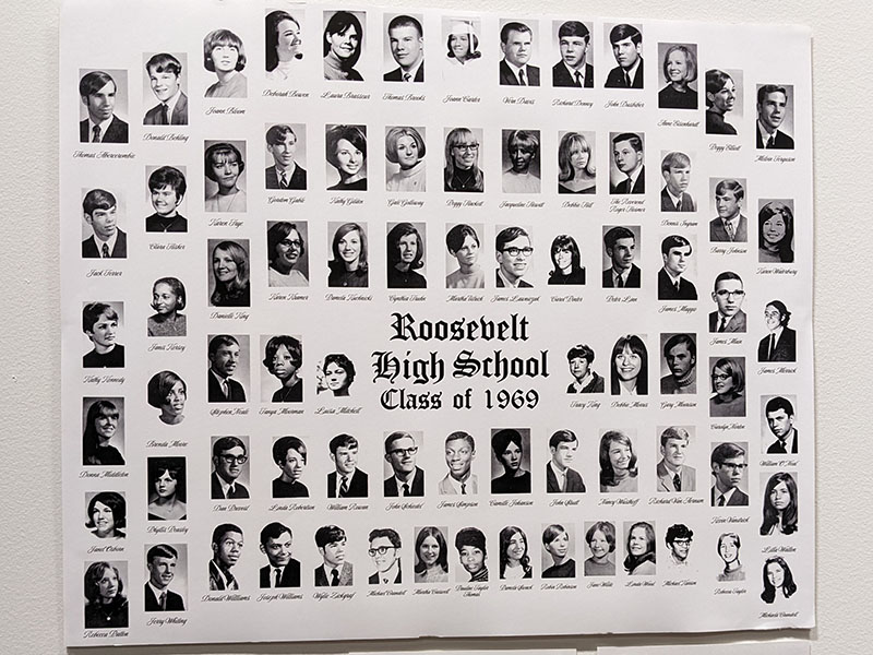 Photo of the classmates from Roosevelt's final graduating class in 1969